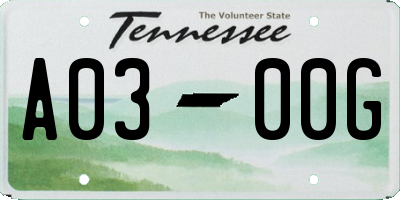 TN license plate A0300G