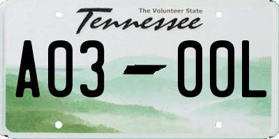 TN license plate A0300L