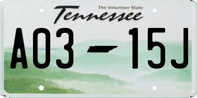 TN license plate A0315J
