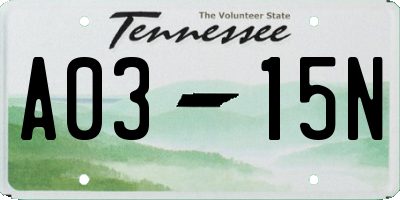 TN license plate A0315N