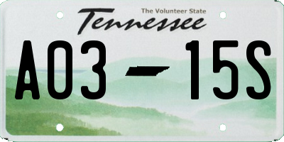 TN license plate A0315S