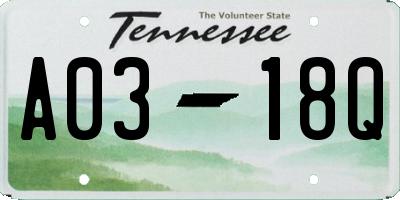 TN license plate A0318Q