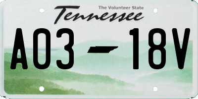TN license plate A0318V
