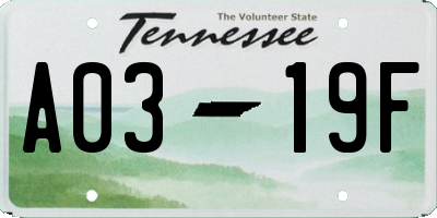 TN license plate A0319F