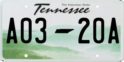 TN license plate A0320A