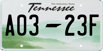 TN license plate A0323F