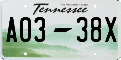 TN license plate A0338X