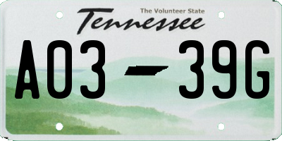 TN license plate A0339G