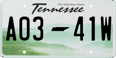 TN license plate A0341W