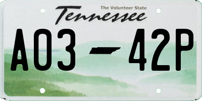 TN license plate A0342P