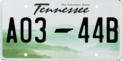 TN license plate A0344B