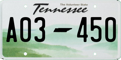 TN license plate A0345O