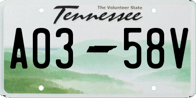 TN license plate A0358V
