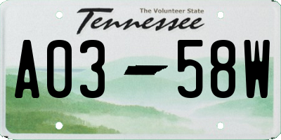 TN license plate A0358W