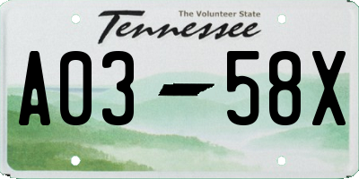 TN license plate A0358X
