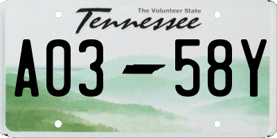 TN license plate A0358Y