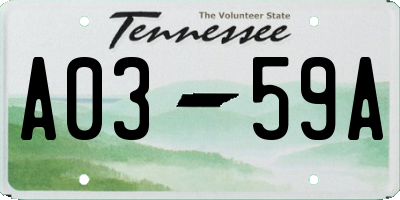 TN license plate A0359A