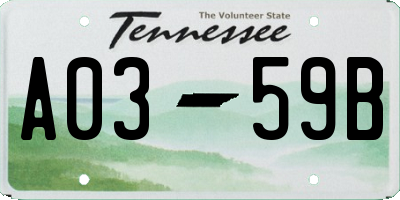 TN license plate A0359B