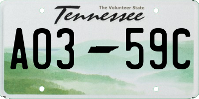 TN license plate A0359C