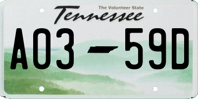 TN license plate A0359D