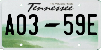 TN license plate A0359E