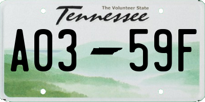 TN license plate A0359F