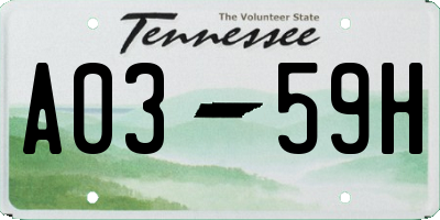 TN license plate A0359H