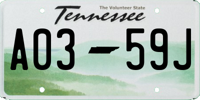 TN license plate A0359J