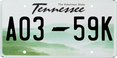 TN license plate A0359K
