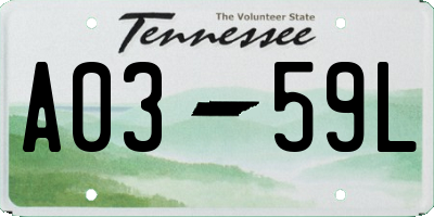 TN license plate A0359L