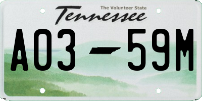 TN license plate A0359M