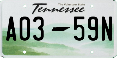 TN license plate A0359N