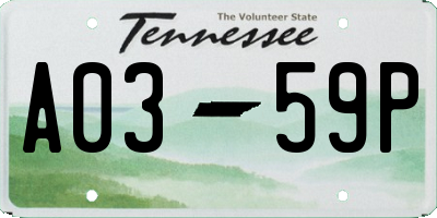 TN license plate A0359P