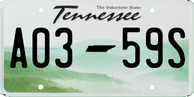 TN license plate A0359S