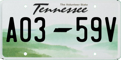 TN license plate A0359V