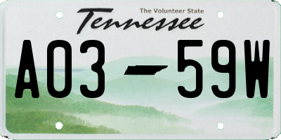 TN license plate A0359W