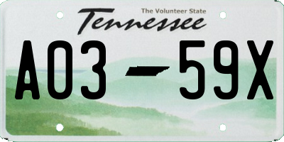 TN license plate A0359X