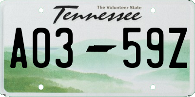 TN license plate A0359Z