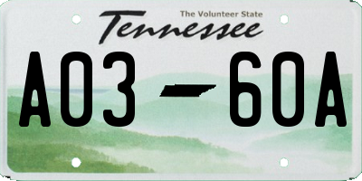 TN license plate A0360A