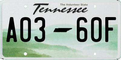 TN license plate A0360F