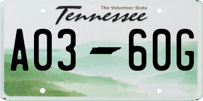 TN license plate A0360G
