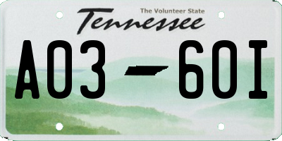 TN license plate A0360I
