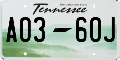 TN license plate A0360J