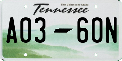 TN license plate A0360N