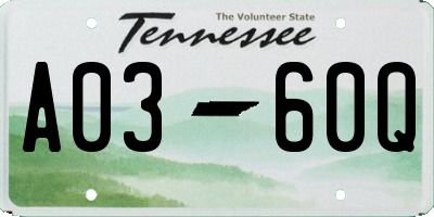 TN license plate A0360Q