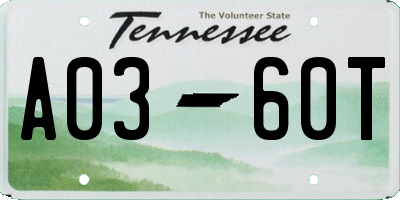 TN license plate A0360T