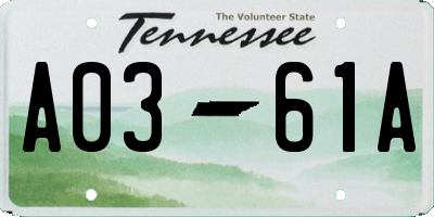 TN license plate A0361A
