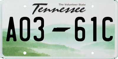 TN license plate A0361C