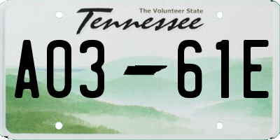 TN license plate A0361E