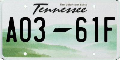 TN license plate A0361F